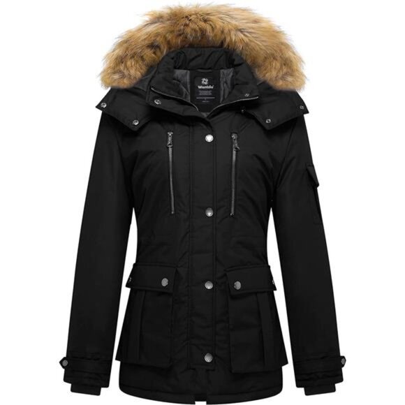 Women's Quilted Winter Coat Warm Puffer Jacket Thicken Parka with Removable Hood